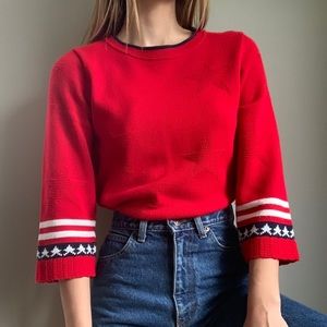 Vintage Red Patriotic American Flag Stars Sweater